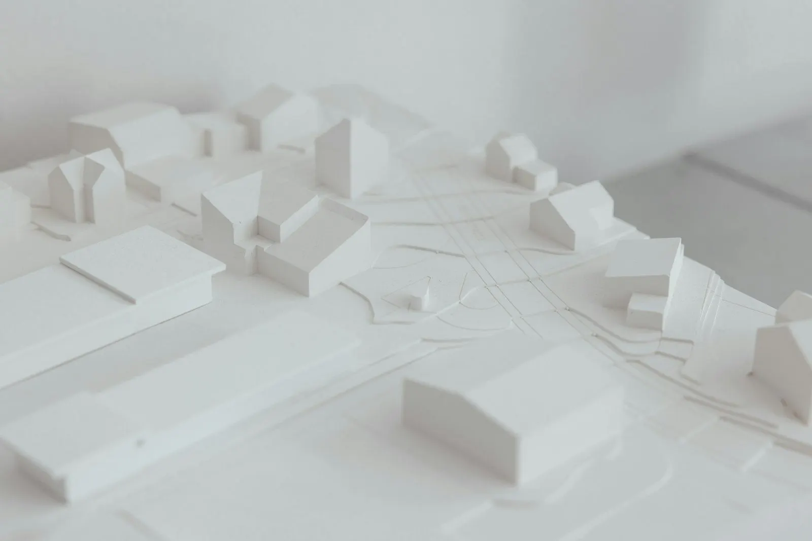 Maqueta blanca de un conjunto arquitectónico